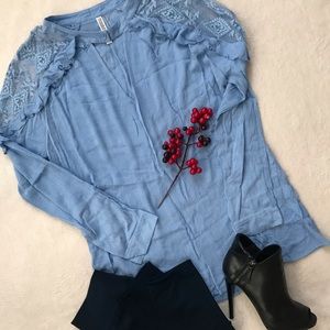 ❤️Bohemian Lace Long Sleeve Blouse -light blue